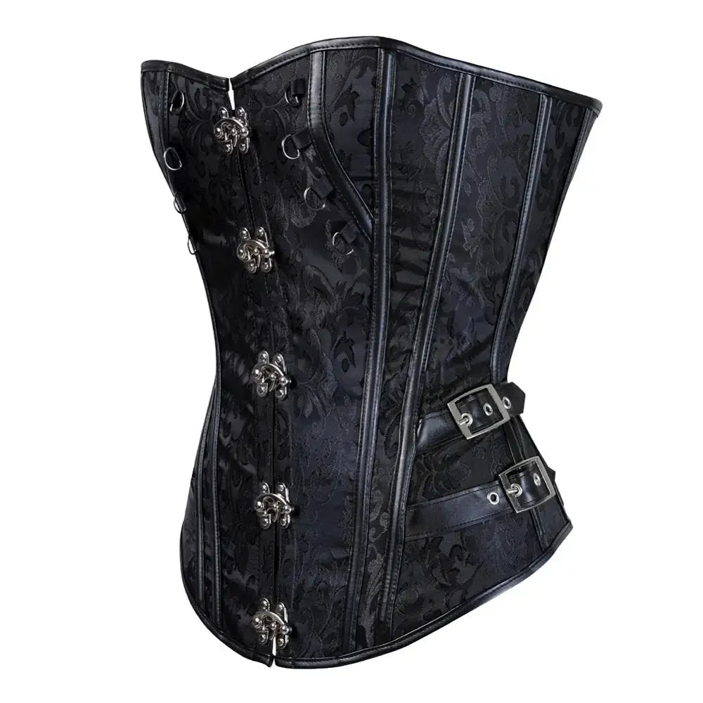 maoxiangshop - Gothic Corset Top for Women Steampunk Corsets Leather Jacquard Bustiers Pirate Basque Halloween Cosplay Costumes Rave Outfits