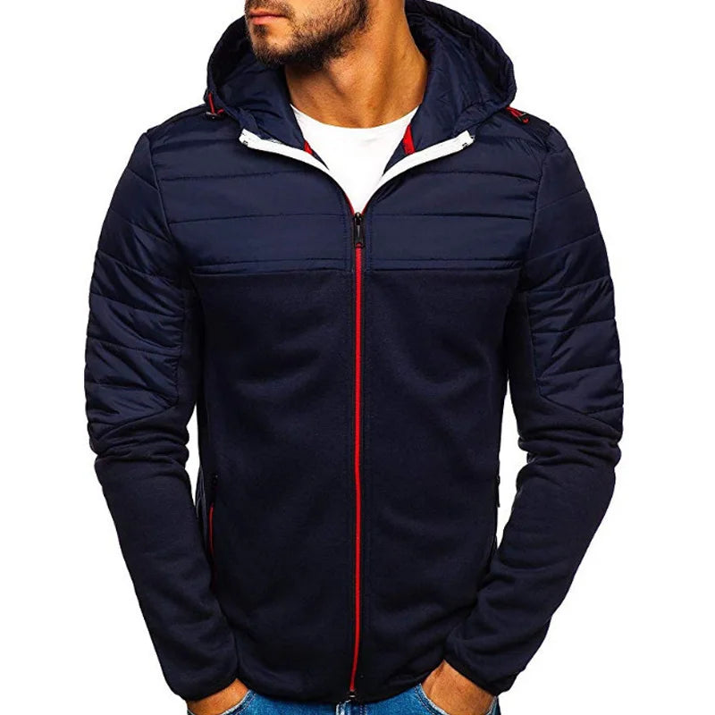 maoxiangshop Men's Hoodies Spring Autumn Casual LongSleeve Zip Up Hoodie Men Sweatshirt Patchwork Hooded Sweatshirts Streetwear Hoody Cardigan