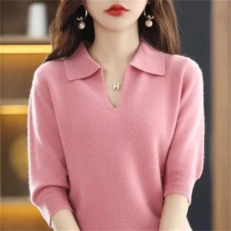 maoxiangshop New Women Knitted Sweaters Autumn Winter Warm Clothing Fashion Casual Sweater Long Sleeve Jumper V-Neck Loose Pullovers Top