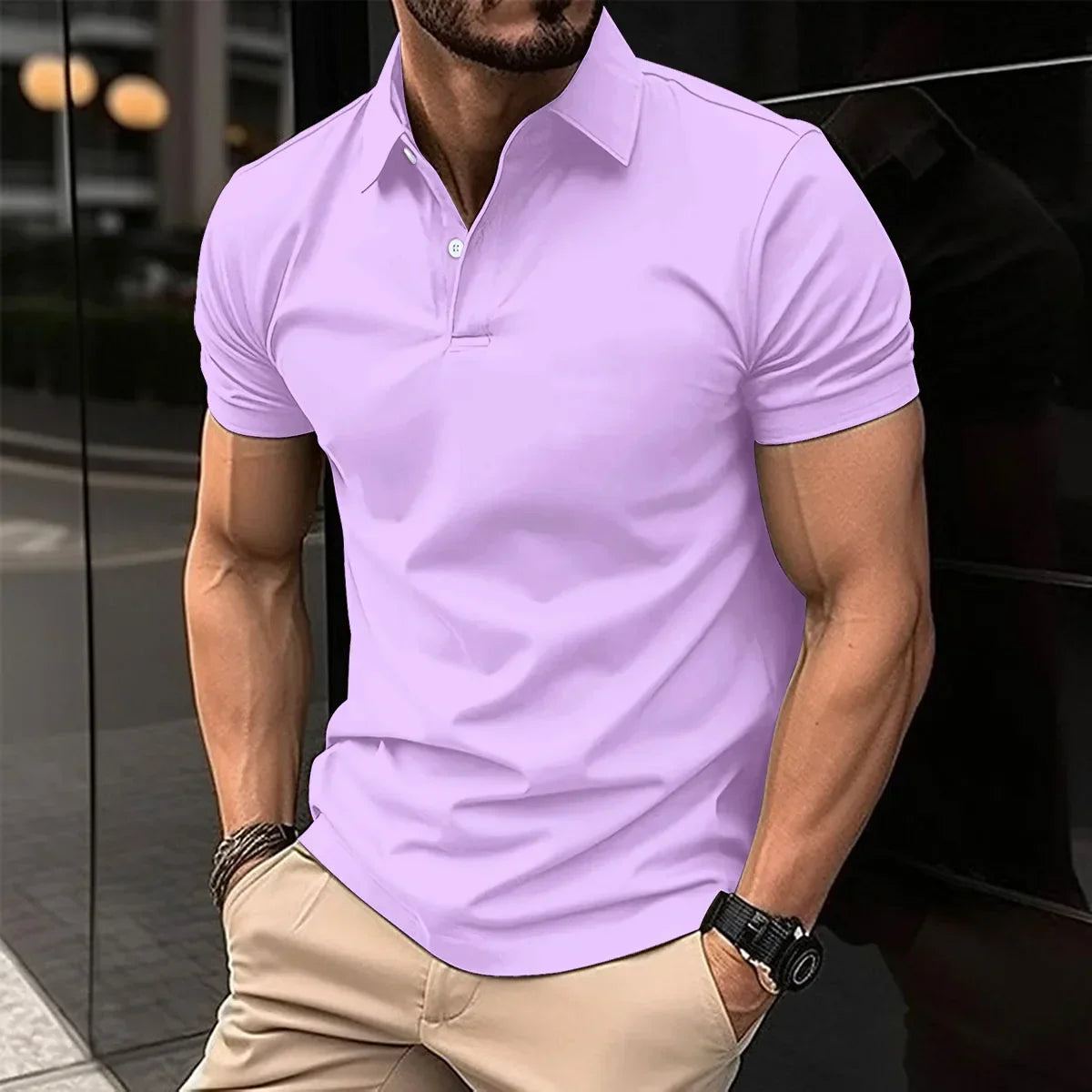 maoxiangshop 2024 Summer Best-Selling Men's Polo Shirt Lapel Printed Men's Clothing Stripes Polo Shirt Casual Sports Men's Shirt