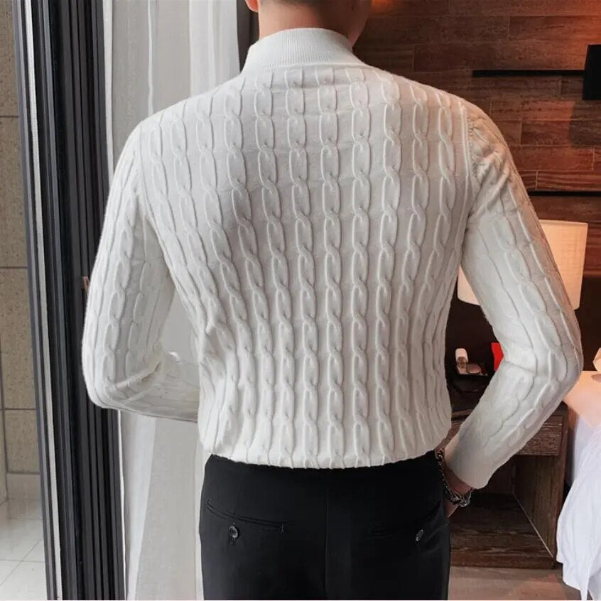 maoxiangshop Autumn Winter Turtleneck Fashion Simple Slim Sweater Men Clothing High Collar Casual Pullovers Knit Shirt Plus size S-3XL