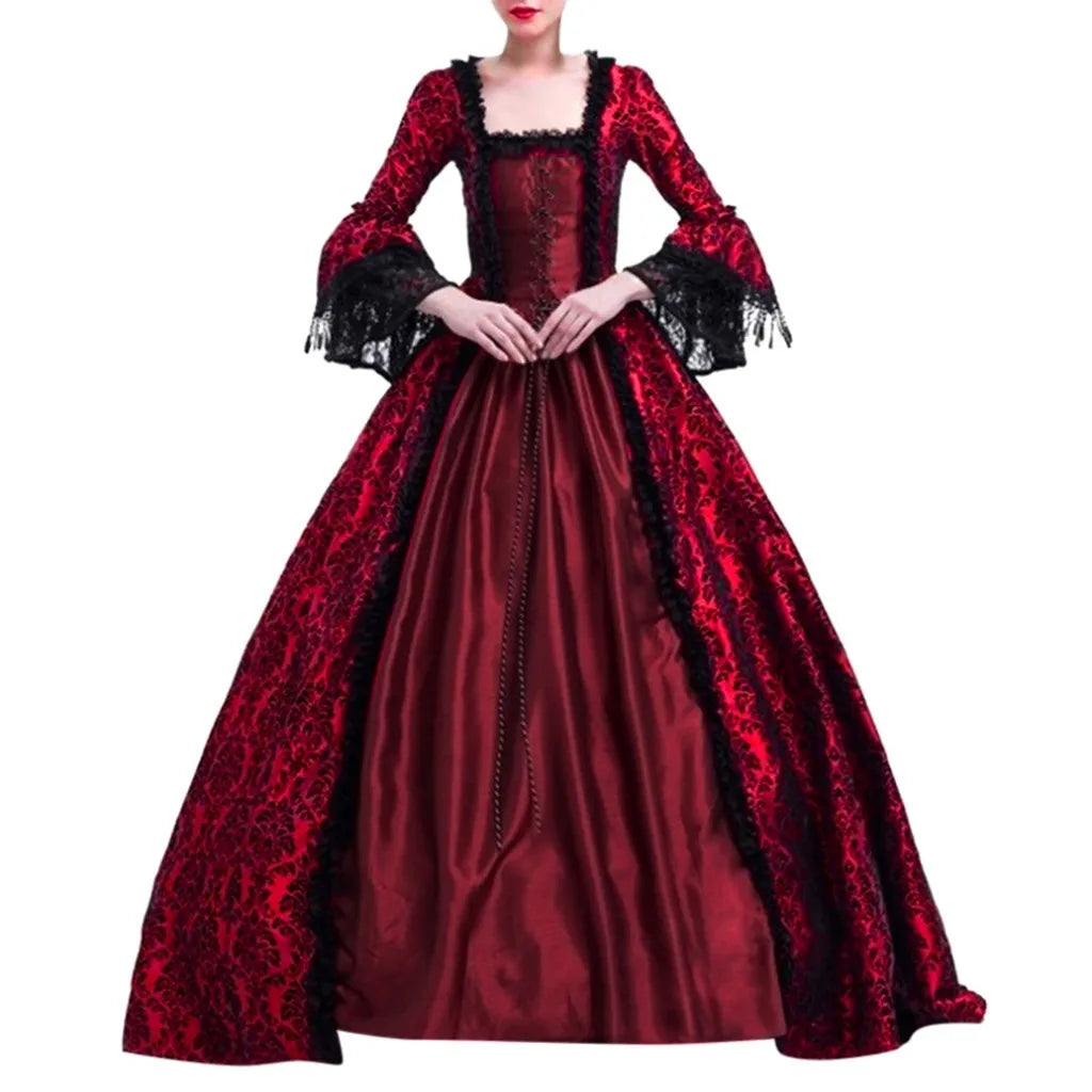 maoxiangshop - Steampunk Vintage Women Medieval Dress Gothic Lady Vampire Lace Sleeve Halloween Costume Fashionable Gorgeous robes longues