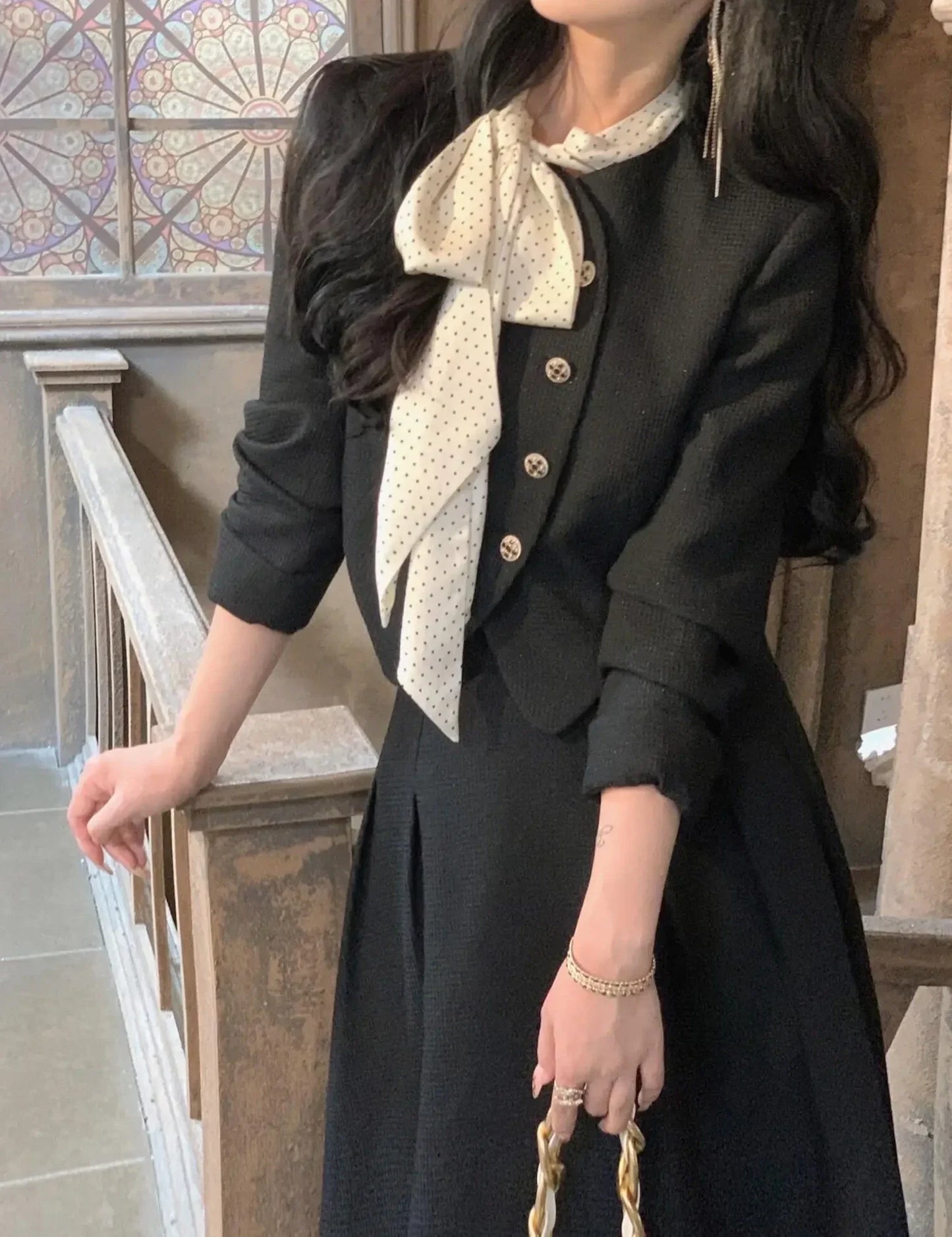 Korean Elegant Blazer 2 Piece Sets for Women Button Jacket with Tie High Waist Skirts Suit Spring Autumn Fashion Party Outfits