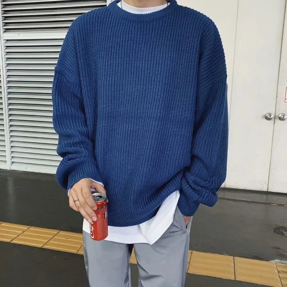 maoxiangshop Men Autumn Solid Color Wool Sweaters Slim Fit Streetwear Mens Clothing Casual Knitted Sweater Men Korean Fashion Pullovers