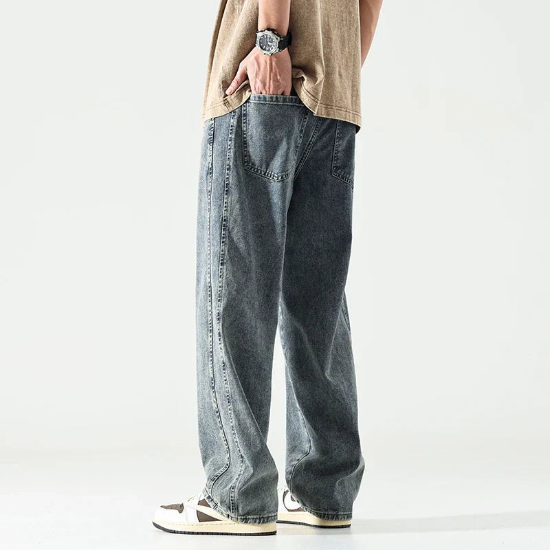 maoxiangshop Baggy Jeans Men Oversize Pants Loose Fit Wide Leg Trousers For Men Blue Streetwear Casual Korean Style Denim New Jeans Kpop