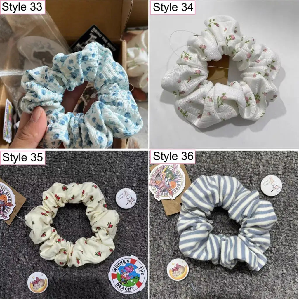 Floral Print Sweet Cute Scrunchie Woman Four Seasons Elastic Hair Rope Casual Scrunchies Style Can be Changed 4 Pcs/bag