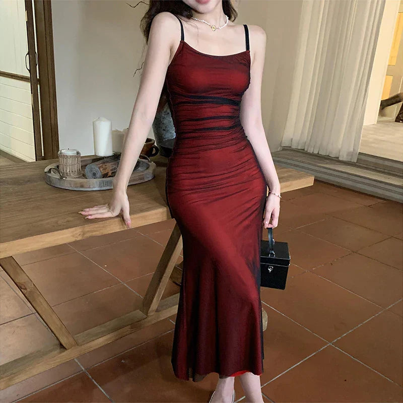 Summer Sexy Dress Women Streetwear Sleeveless Backless Solid Spaghetti Strap Casual Elegant Party Dresses