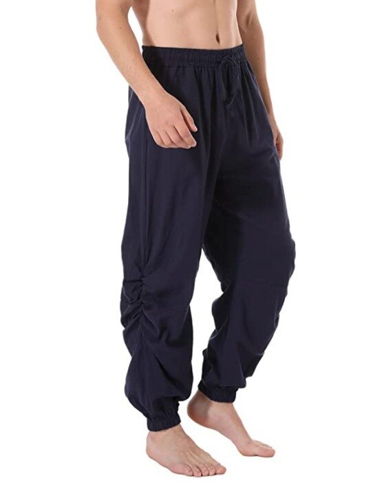 maoxiangshop Adult Men Pirate Pants Vintage Medieval Renaissance Lounge Costume Loose Pants Viking Black Brown Trouser