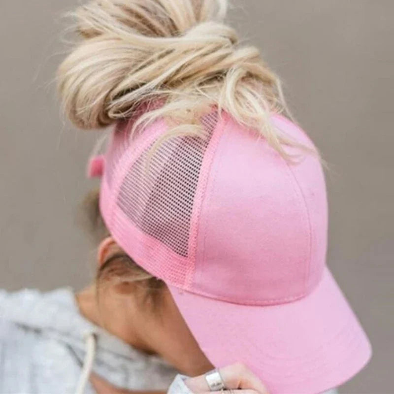 maoxiangshop New Ponytail Baseball Cap Summer Women's Adjustable Black Hat Messy Cap Casual Cotton Girl Snapback Mesh Cap