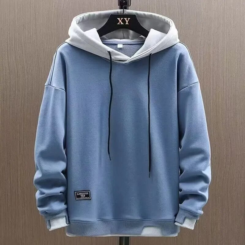 maoxiangshop Autumn Men Hoodies High Street Pullover Long Sleeve Patchwork Sweatshirt Men Fashion Streetwear Hoodie Harajuku