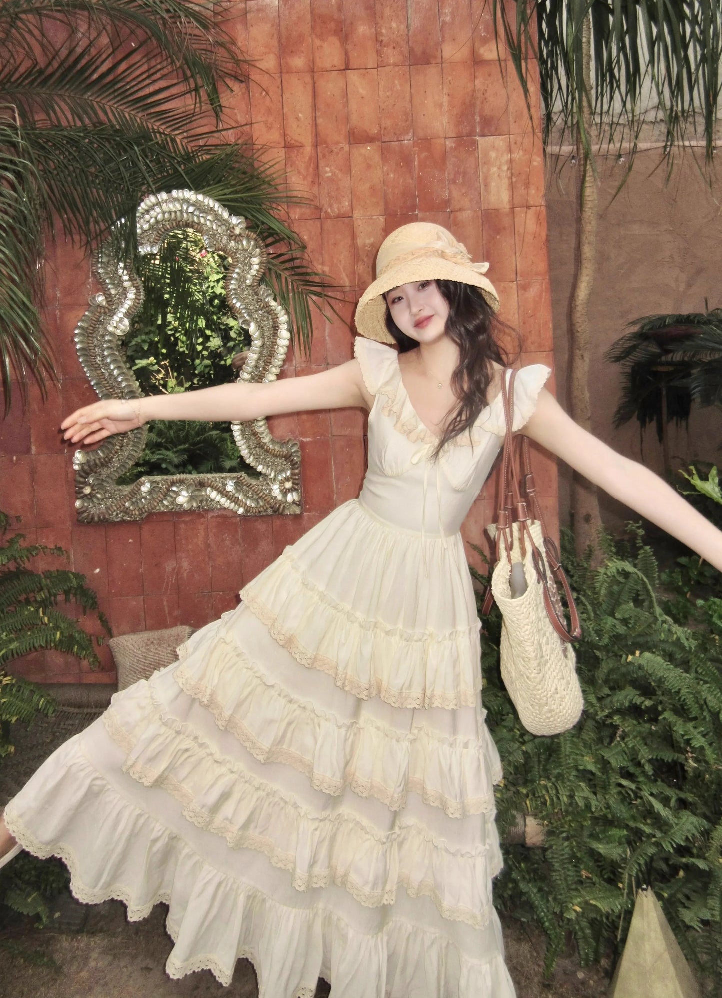 Woman French Elegant Midi Dress Even Party Holiday Fairy Cake Dress Casual Beach Pure Color Korean Fashion Dress Slim Design