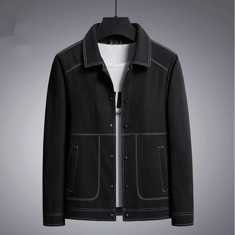 maoxiangshop New Autumn Casual Jacket Men Korean Fashion Turn Down Collar Jacket Coat Men\'s Hip Hop Jackets Men Streetwear Outerwear