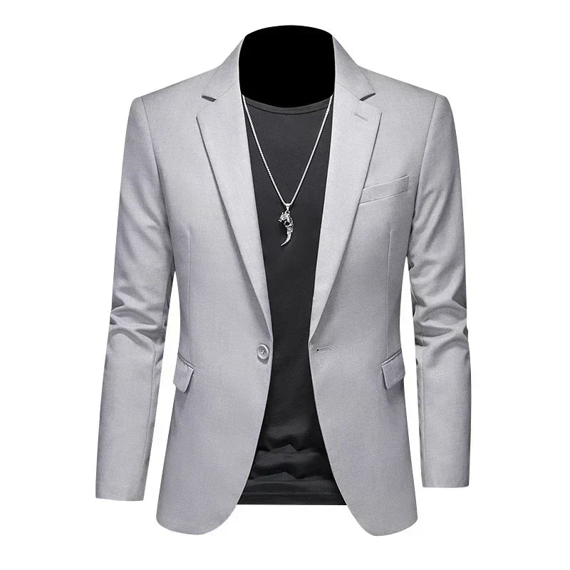 maoxiangshop Fashion Men's Business Casual Blazer White Red Green Black Solid Color Slim Fit Jacket Wedding Groom Party Suit Coat M-6XL