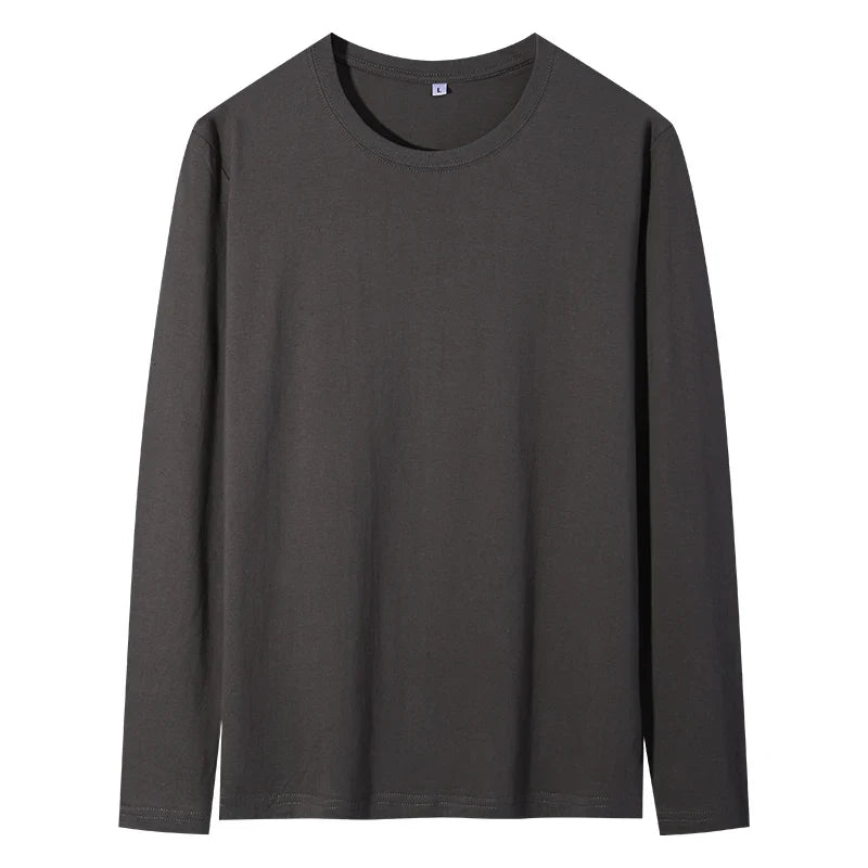 maoxiangshop New Base Shirts Spring Summer Mens O-Neck T-Shirt Long Sleeve T Shirt Male Solid Tshirt Man Clothing Tshirt Men Tops Tees