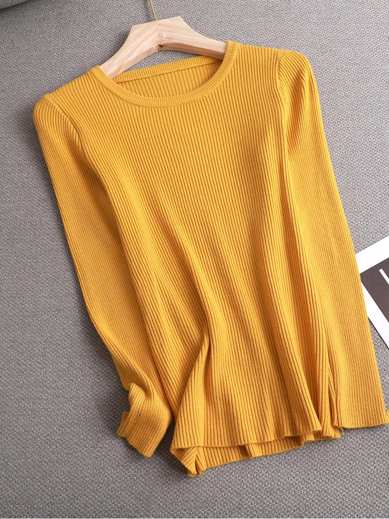 maoxiangshop winter clothes Knitted woman sweaters Pullovers spring Autumn Basic women's jumper Slim women's sweater cheap pull long sleeve