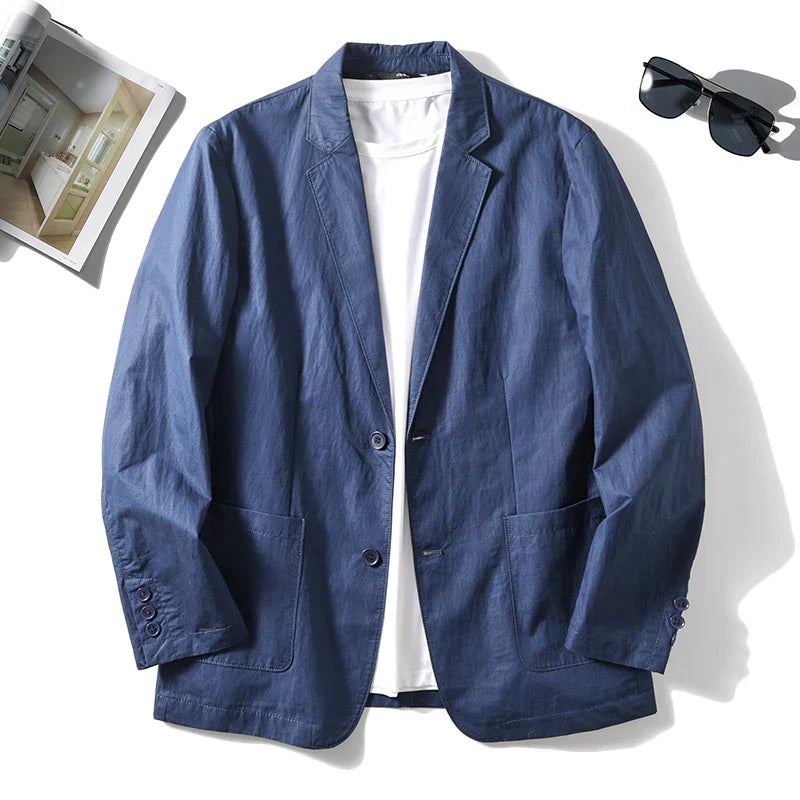 maoxiangshop Suit Jacket Men Clothing Single Breasted Pocket Casual Blazer Spring Summer Fashion Thin Solid Long Sleeve Sunscreen Tops