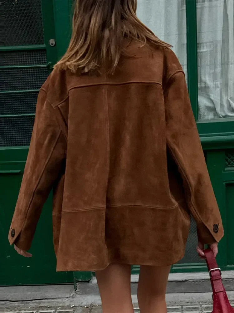 maoxiangshop - Fashion Single Breasted Pocket Jacket 2024 Casual Solid Long Sleeved Women's Coat Autumn Lady High Street Commuting Outcoat