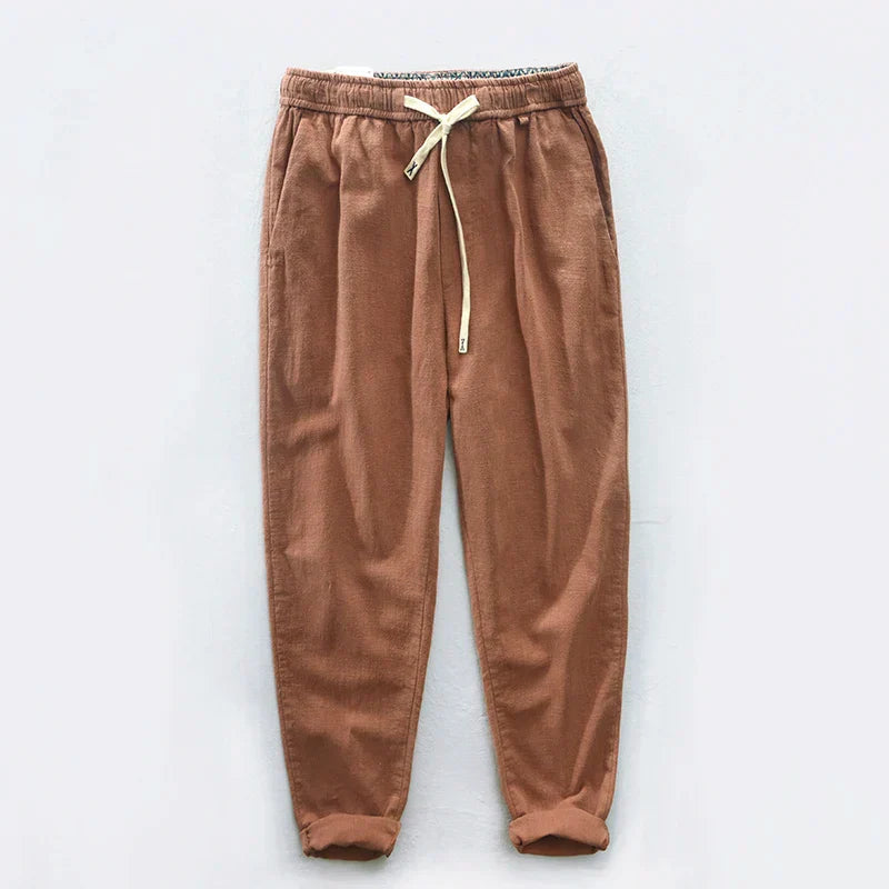 maoxiangshop 7 Colors Men's Cotton Linen Pants Male Spring Summer Casual Solid Color Thin Linen Cargo Trousers Streetwear M-XXXL
