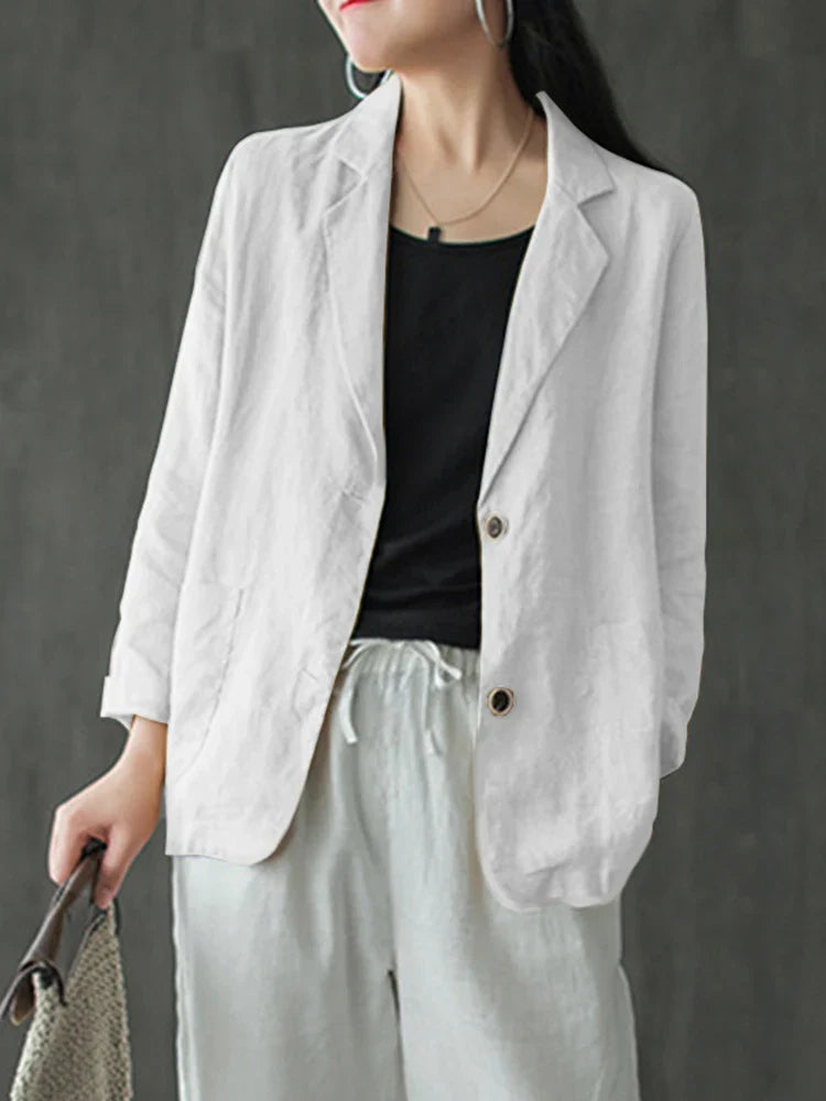 maoxiangshop Elegant Solid Blazer Women Autumn Overcoats Casual Long Sleeve Single Button Coats Female Lapel Outwears Oversized