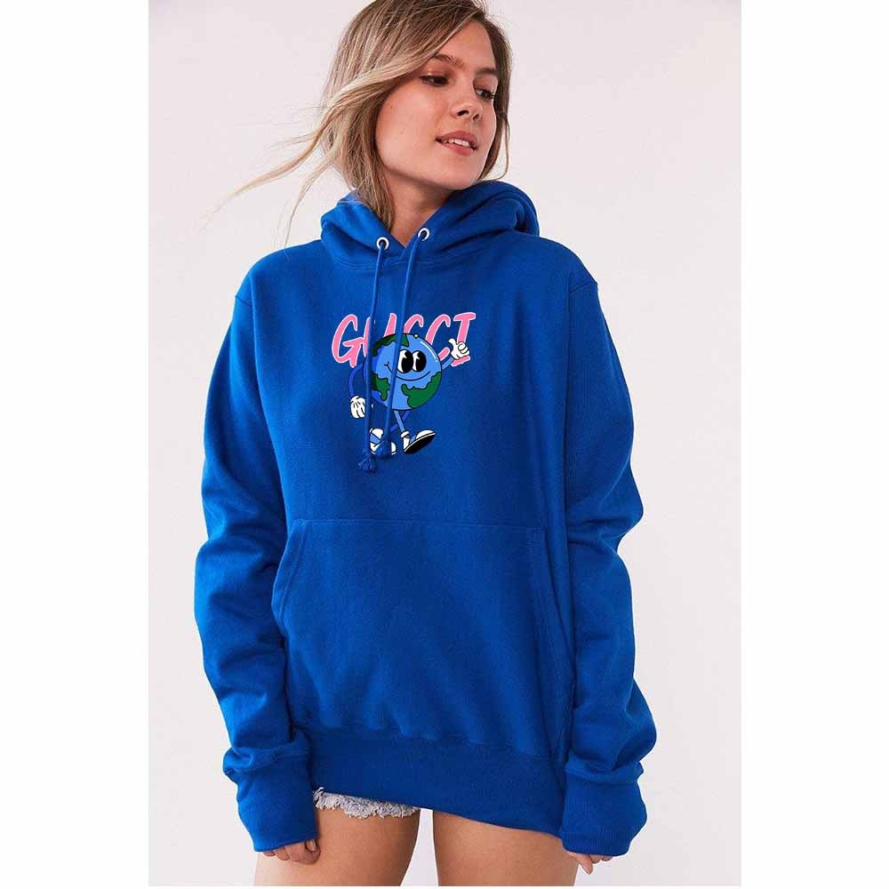 Earth Pattern Print Hoodies Autumn Winter Women's Fashion Versatile Multicolor O-Neck Sweatshirts Sweet Lovely Loose Fleece Tops