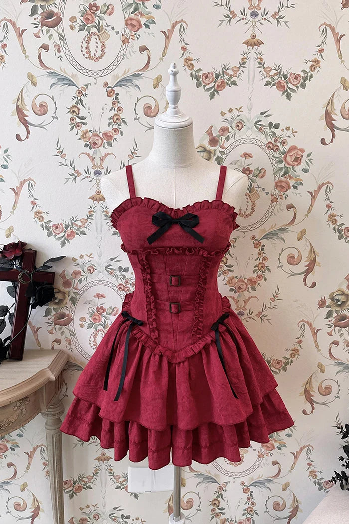 maoxiangshop - Lolita Hunter Dark Gothic Waist Slimming Halter Dress