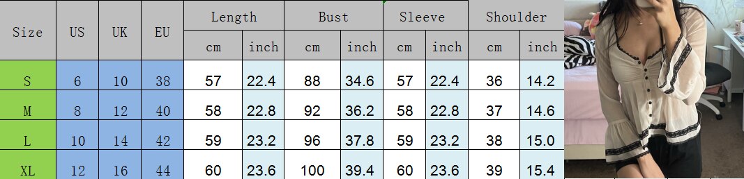 maoxiangshop y2k Mesh Sheer Crop Tops Fairycore Flared Sleeves Button Down T Shirt Aesthetic Clothes 2000s Women Tee Korean Fashion