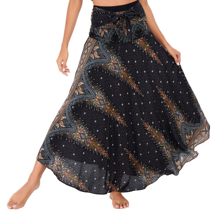 maoxiangshop Fashion Skirts Women Clothes Roupas Saia Bottom Women Skirt New Sexy Woman Long Jupe Bohemian Boho Flowers Elastic Waist Faldas