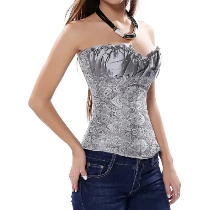 maoxiangshop - Gothic Corsets for Women Top Wedding Renaissance Satin Padded Korsett Plus Size Zip Medieval Carnival Party Clubwear Costumes