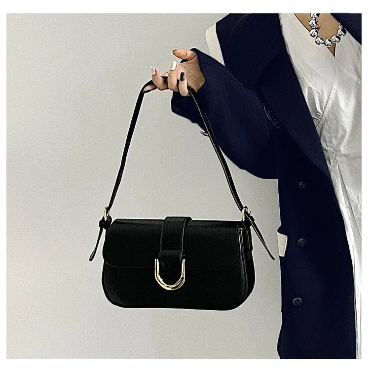 Burgundy Glossy Shoulder Bag for Women New Vintage Hasp Design Soft Leather Handbags Ladies Fashion Crossbody Bags