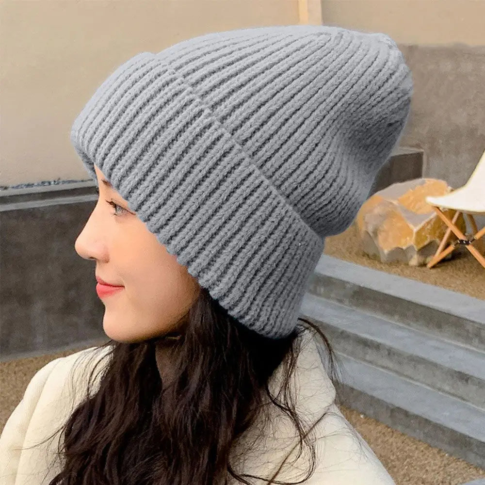 maoxiangshop Winter Warm Hats Men Hats Solid Color Hip Hop Unisex Female Beanies for Women Casual Stacking Knitted Bonnet Caps
