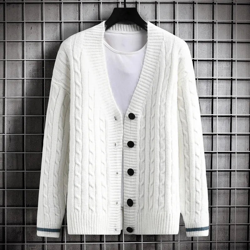 maoxiangshop Autumn Men's Sweater Cardigan Slim Fit Single Breasted Solid Color Knitted Cardigan Men Causal Sweatercoat Mens Clothing