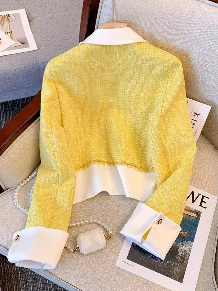 Luxury Small Fragrance Tweed Jacket Coat Women Korean Fashion Sweet Woolen Short Coats Fall Winter Vintage Elegant Outwear Tops