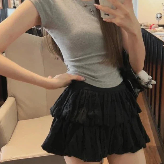 maoxiangshop Coquette White Skirt Women Summer Y2k Lace Patchwork Sexy High Waist A-line Cute Kawaii Korean Tutu Mini Skirt Fairycore