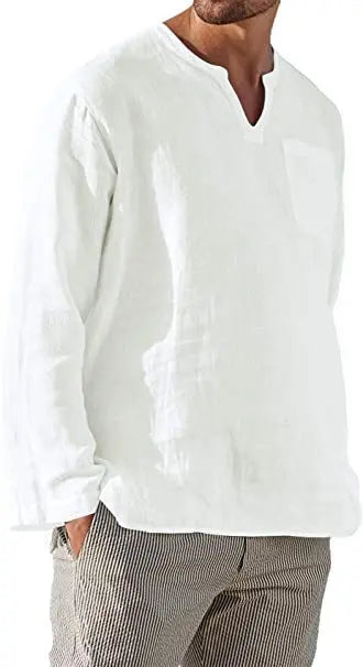 maoxiangshop Linen Shirt Men Brief Breathable Solid Color Long Sleeve Harajuku Casual Blouse Hawaiian Shirt Oversize Tops S-5XL