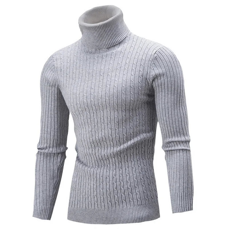 maoxiangshop Autumn Winter Men's Warm Sweater Long Sleeve Turtleneck Sweater Retro Knitted Sweater Pullover Sweater