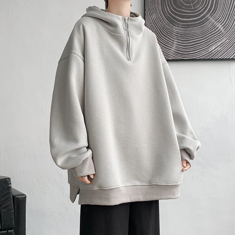 maoxiangshop Turtleneck Hoodie Zipper Pullovers Streetwear Hip Hop Hooded Sweatshirt Men Clothing Korean Couples Harajuku Coat