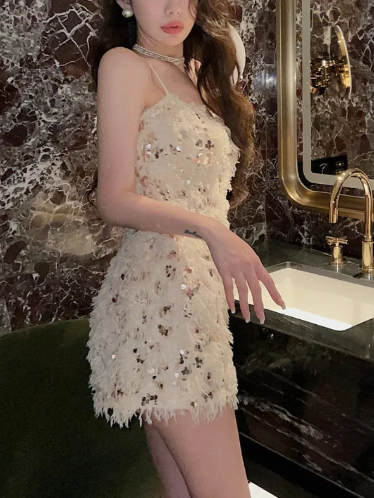 maoxiangshop Sexy Strap Y2k Mini Dress Party Casual Summer Long Sleeve Vintage Fashion Dress Woman One Piece Dress Korean Slim Design