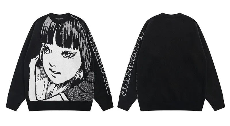 Hip Hop Knitted Men's Women's Sweater 2023 Harajuku Fashion Spider Boy Pattern Printing Loose Tops Casual Streetwear Pullover