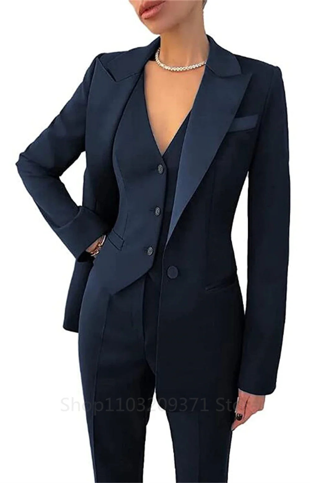maoxiangshop Fashion Plus Size Women Blazer 3 Pcs Elegant Long Sleeve Suit Jackets Vest and Straight Pants Suit Female Business Outfits New