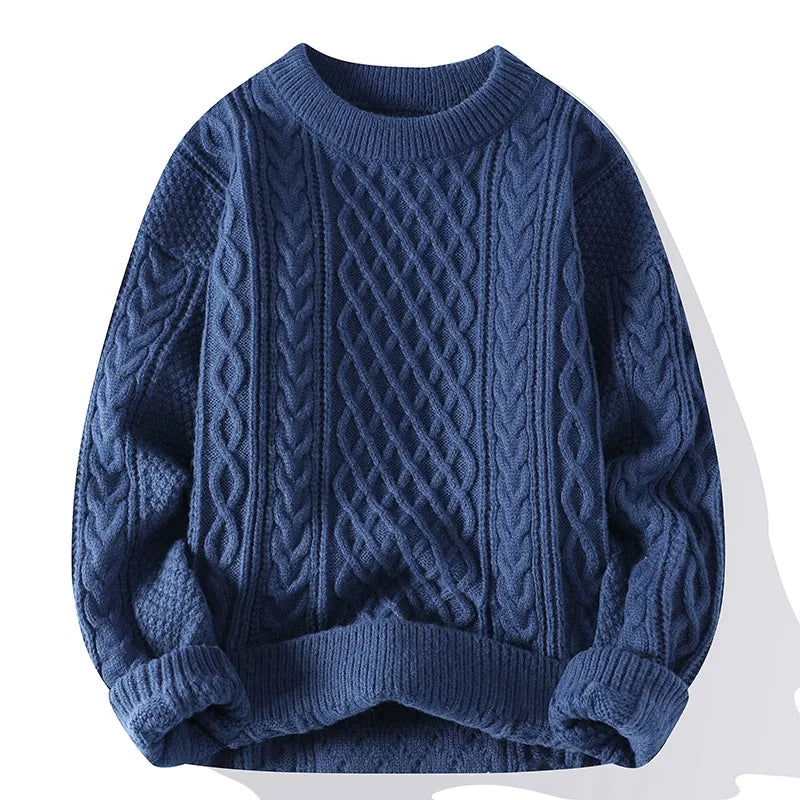 maoxiangshop Autumn Winter Men Sweater Vintage O Neck Solid Color Mens Knitted Pullovers Loose Harajuku Mens Retro Knitting Pullover Sweaters