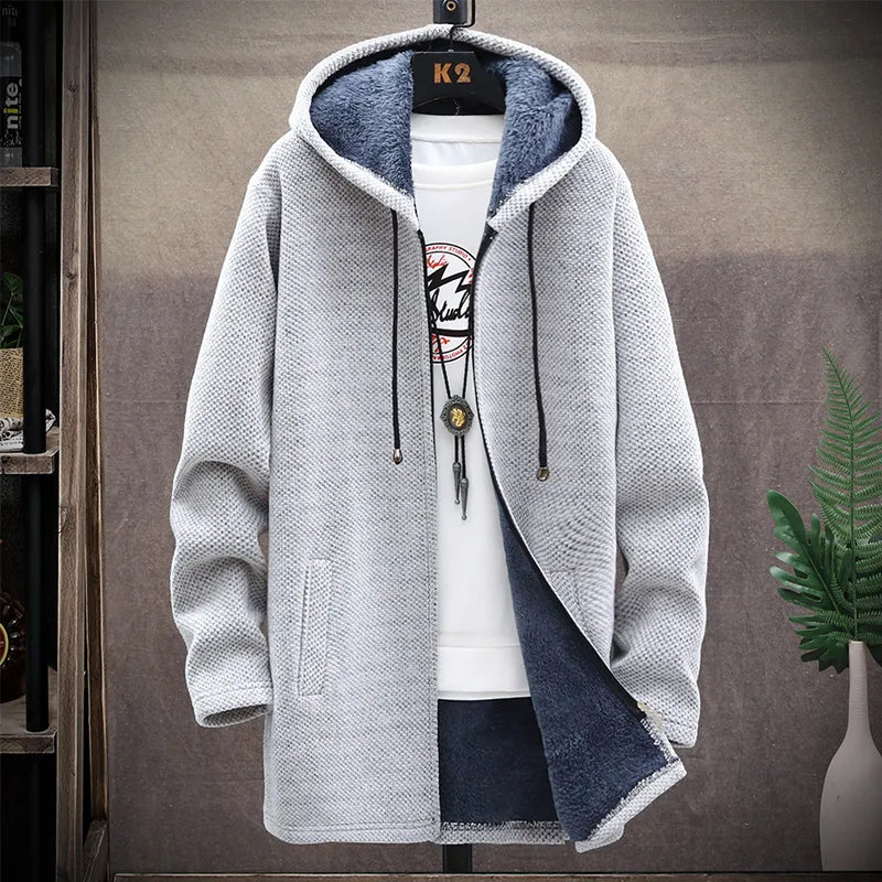 maoxiangshop Autumn and Winter New Classic Fashion Medium Length Coat Men's Casual Loose Thickened Warm High-Quality Large Size Sweater