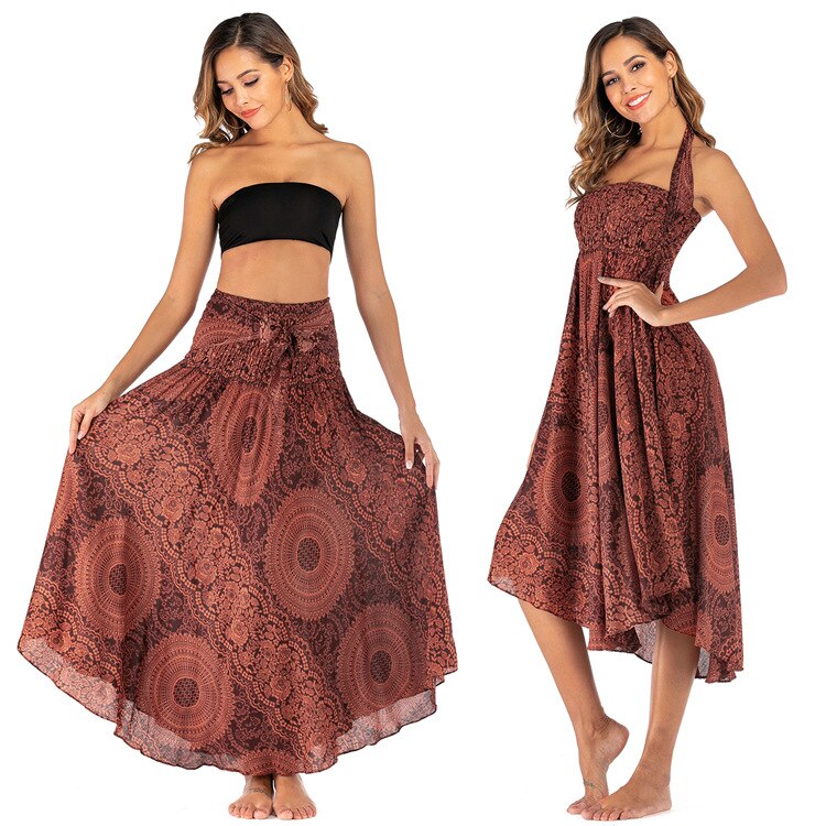 maoxiangshop Fashion Skirts Women Clothes Roupas Saia Bottom Women Skirt New Sexy Woman Long Jupe Bohemian Boho Flowers Elastic Waist Faldas
