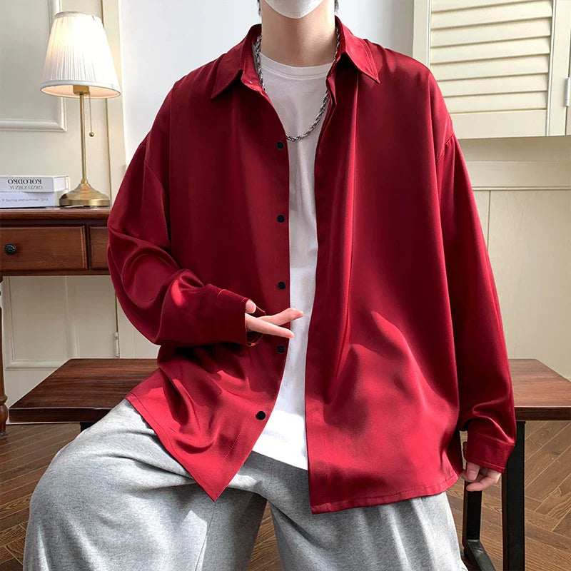 maoxiangshop 2024 Spring Summer Men White Vintage Shirts Mens Harajuku Fashion Oversized Shirt Male Black Casual Streetwear Blouses 5XL