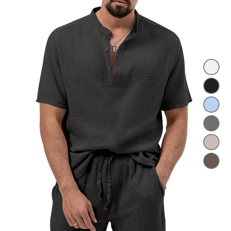 maoxiangshop Fashion Casual Summer T-shirt For Men Beach Wind Bubble Cloth Jacquard Process Breathable Short Sleeve Outdoor Men's Clothing