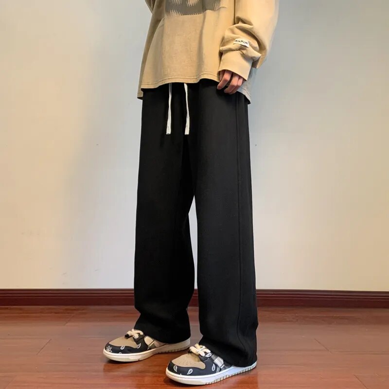 maoxiangshop Autumn Sweatpants Men Straight Casual Pants Male Korean Loose Drawstring Pants Men's Joggers Sports Streetwear Trousers