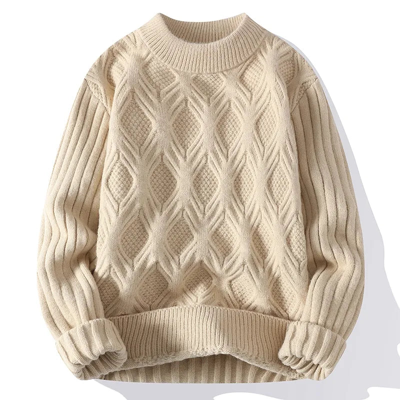 maoxiangshop Autumn Winter Knitted Sweaters Men Fashion Casual Knitting Clothing O Neck Blue Black Pullovers Mens Warm Solid Sweater Man