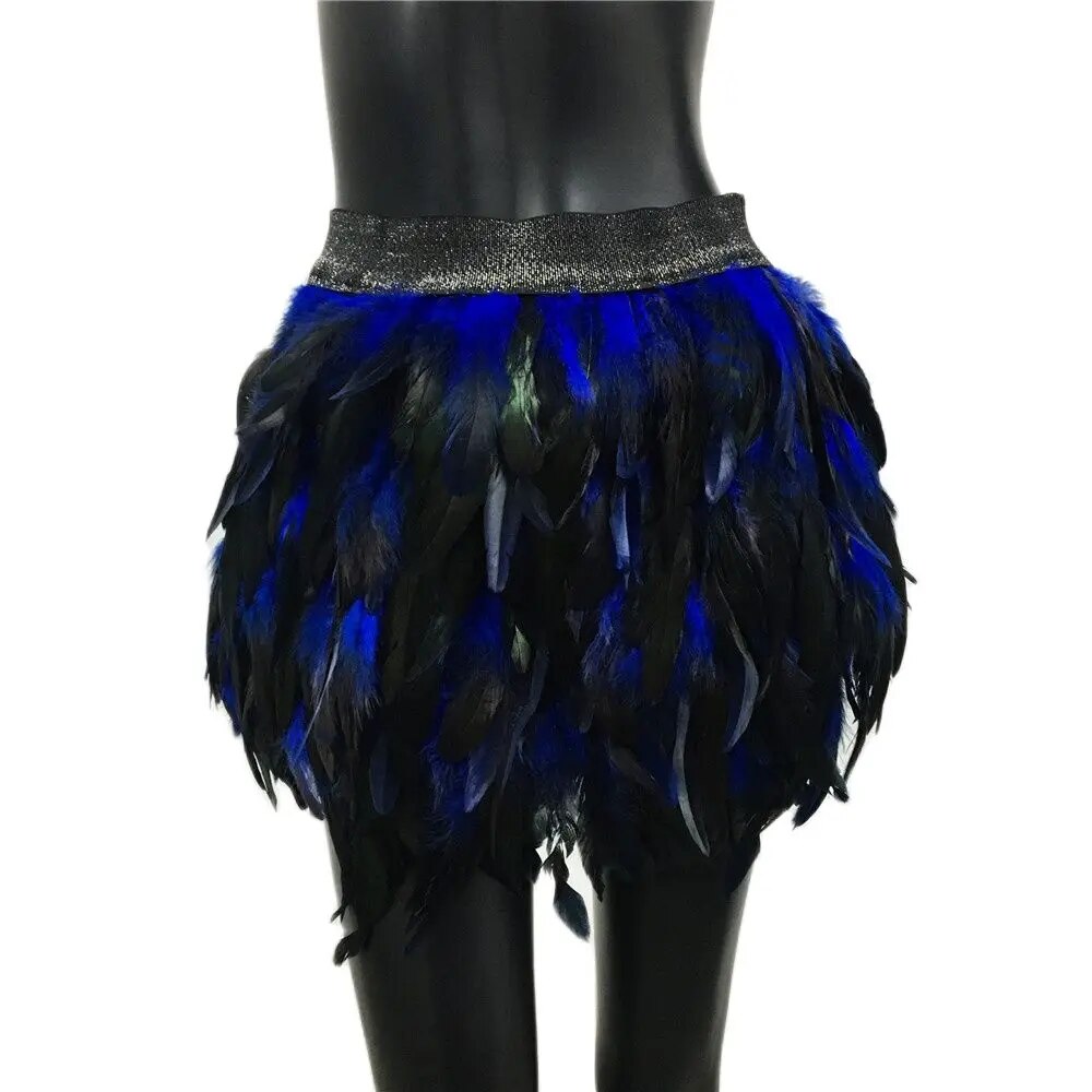 maoxiangshop Festival Rave Feather Skirt Carnival Halloween Evening Party Stage Performance Punk Gothic Y2K Women Mini Short Skirts Faldas