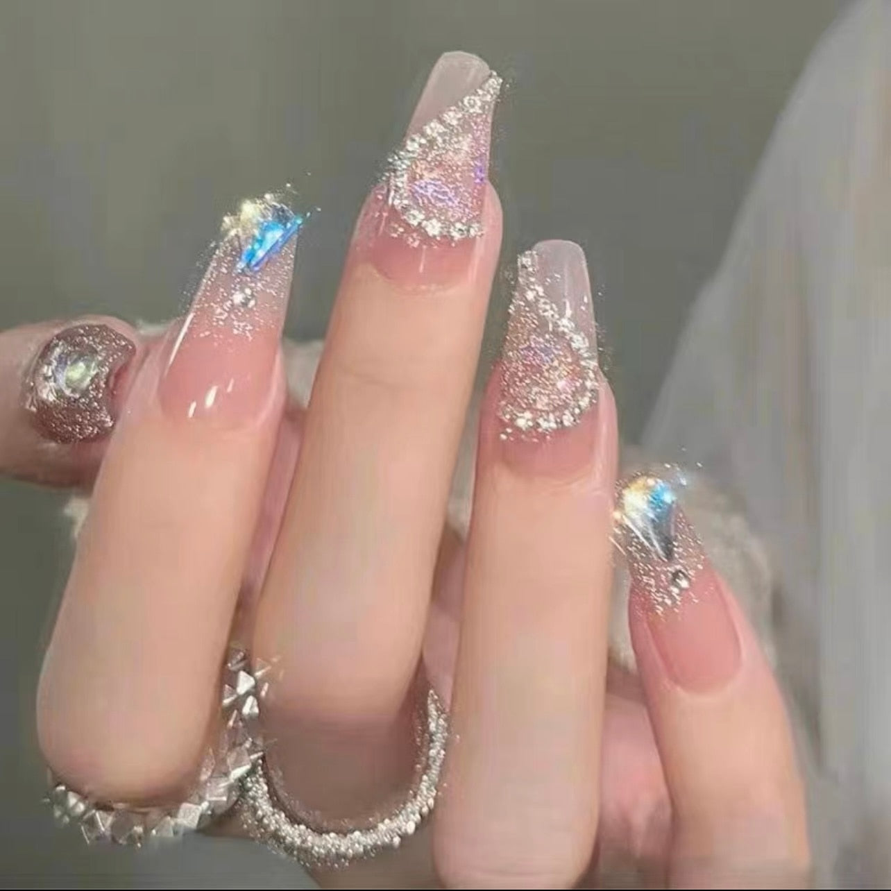 24pcs Wearable Pink Press On Fake Nails Tips With Glue false nails design Butterfly Lovely Girl false nails With Wearing Tools