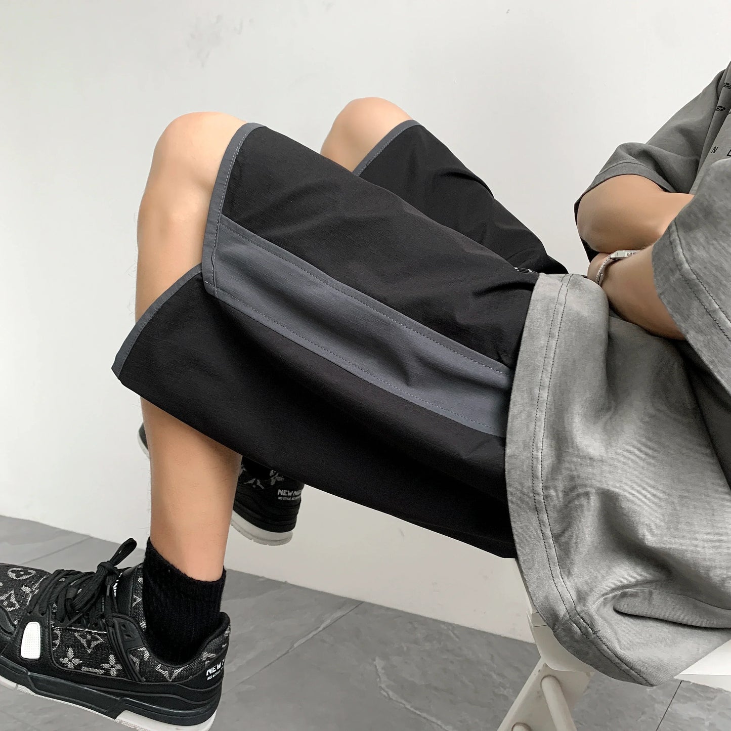 maoxiangshop Summer Thin Running Shorts for Men Casual Jogging Sport Short Pants Patchwork Drawstring Quick Dry Sports Shorts