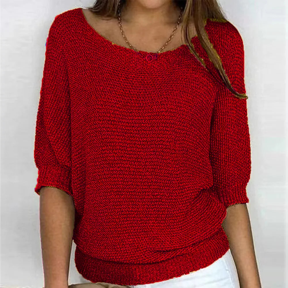 maoxiangshop Jumpers Women Purple Fall Winter Spring Sweaters Three Quarter Sleeve Sweater Jumpers Elegant Streetwear Y2k Tops Short Jumper
